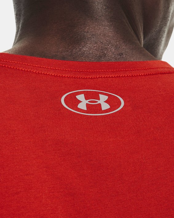 Men's UA Team Issue Wordmark Short Sleeve, Orange, pdpMainDesktop image number 3
